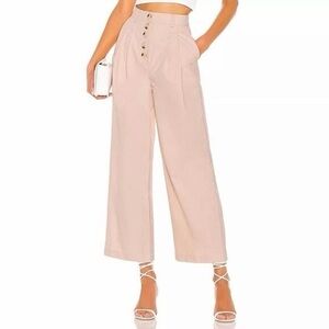 L’Academie Blush High-Waisted Wide-Leg pants
